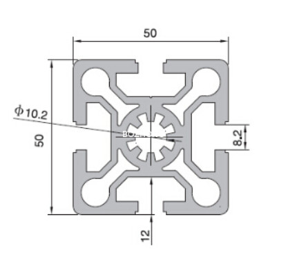 8 - 5050 V  Slot Extrusion Aluminum Profiles For Guide Rails