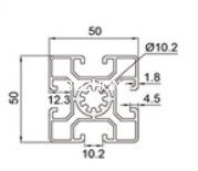 T-Slot & V-Slot 50 Series Aluminum Profiles - 10-5050L
